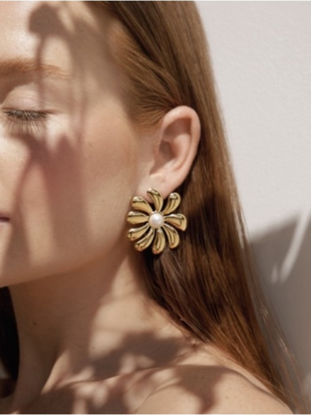 Floral Earrings with Pearl Center